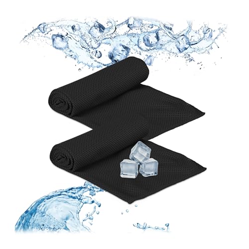 Relaxdays Kühlendes Handtuch, 2er Pack, Mikrofaser, 90 x 30 cm