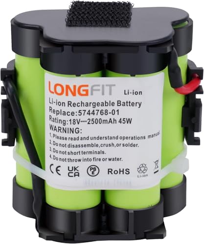 Batería de litio LongFit de 2,5 Ah 18 V compatible con robot cortacésped Gardena R38Li R40Li R45Li R50Li R70Li R75Li R80Li Husqvarna Automower 105 305 308 308X Flymo 1200R McCulloch Rob R600 R800.