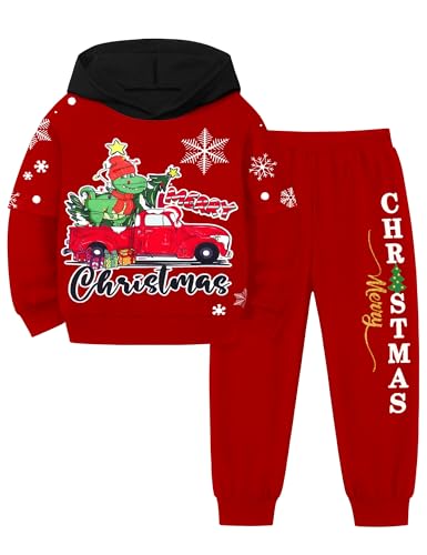 Image of Toddler Boy Clothes Dinosaur Printed Hoodies Toddler Clothes for Boys Long Sleeve Sweatpants Set T-Rex Outfits 3-7t