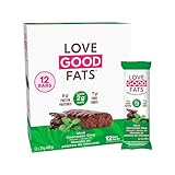 Love Good Fats Keto Bars, Truffle Mint Chocolate Chip - Plant-Based Protein Snack, Low Carb, Low Sugar, Gluten Free, Non GMO, 12 Pack