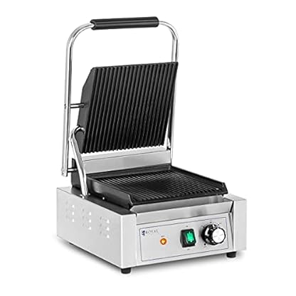 Royal Catering RCPKG-1800-R Kontaktgrill Gastro 1.800 W geriffelt 50-300 °C 23 x 22 cm