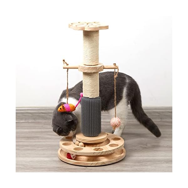 Yang Xin.Style Katzenklettersäule, interaktives Katzenspielzeug, Holzspielzeug für Katzen, zweistufiges Drehscheiben-Katzenspielzeug – Bild 7