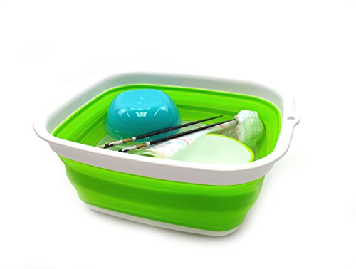 Sammart 7.7L (2 Gallon) Collapsible Tub - Foldable Dish Tub - Portable Washing Basin - Space Saving Plastic Washtub (Green, S) #TOP3