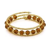 Sospiri Venezia Bracciale Donna 16 Perle in Vetro Diametro 8 mm Braccialetto Originale Vetro di Murano Gioiello Idea Regalo Gioiello Made In Italy Certificato(Ambra)