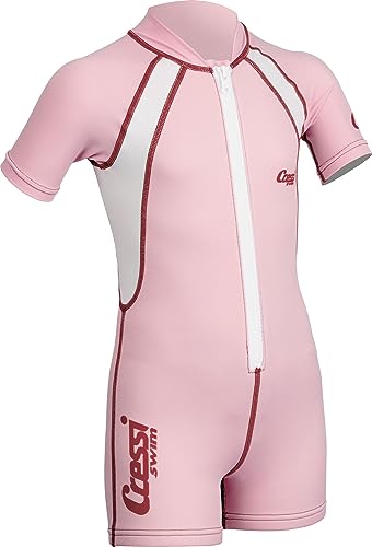 Cressi Shorty Kid Monoshort Infantil en Neopreno de 1.5/2mm, Unisex niños, Mangas Cortas-Rosa/Blanco, XXL (7/8 Años)