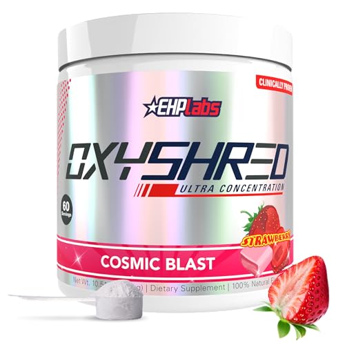 Image of EHP LABS OxyShred Pre Workout Powder - Preworkout Powder with L Glutamine & Acetyl L Carnitine, Energy Boost Drink - Cosmic Blast, 60 Servings