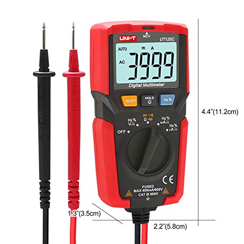 Uni-T Ut125C Digital Multimeter Pocket Multi Tester, 4000 Counts Ac Dc Voltage Ac Dc Current Resistance Capacitance Frequency Duty Cycle Ncv Diode Test Continuity Test Data Hold Auto Power Off #TOP2