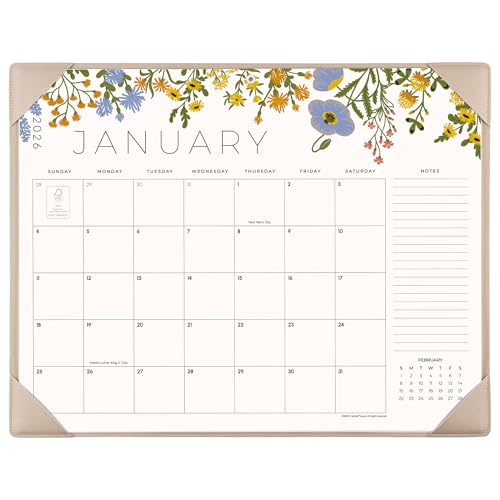 Desk Calendar 2026 with Desktop Mat, Cabbrix Large Desk Pad Calendar 21 x 17 Inch Cover 18 Months Runs From January 2026 to June 2027, Floral Design Calendar 2026 for Home School and Office (Apricot, 21 x 17")