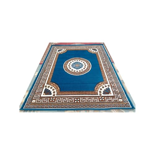 Image of Acrylic 6x8feet Soft Floral Carpets and Rug for Living Rooms Bedroom Kitchen and Hall Home Decor Big Size with Anti Slip Size (70X92 INCH / 178X235cm S.Blue Color).