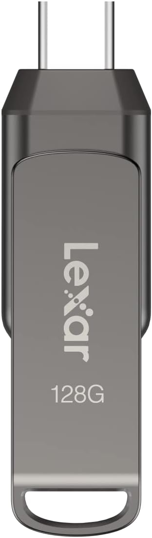 Lexar 128GB JumpDrive Dual Drive D400 USB 3.2 Type-C & Type-A Flash Drive for Storage Expansion, Photo Back-up for iPhone 15, Up to 130MB/s, Metal Housing & Swivel Design, Titanium (LJDD400128G-BNQNU) : Electronics