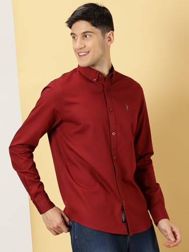 Image of Thomas Scott Men's Cricket Club Collection Classic Regular Fit Twill Shirt | 100% Cotton Long Sleeve Solid Shirt with Button Down Collar (Available in Plus Size)