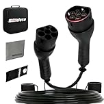 Waveloso Type 2 EV Charging Cable 22KW | 32A | 5 Metre | 3 Phase | Mode 3 Type 2 Charging Cable Fast Electric Vehicle Car Plug-in Hybrid/EVs for Model S/X/Y/3 ID.3-5 E-Tron e-208 Zoe
