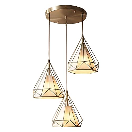 Lámpara de techo E27 dorada con diseño diamond nórdico y elegante estructura de 3 luces 2