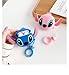 Soft Silicone Shockproof Cover, New 3D Cute Cartoon Creative Fun Case Skin with Keychain Design for AirPods Pro Charging Case 2019 (Stitch)