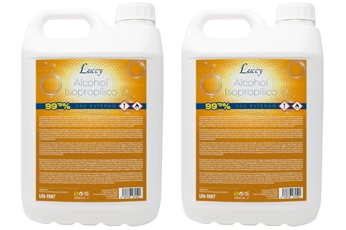 LUCCY Alcohol Isopropílico 99,9% 10 Litros - Isopropanol Puro - Limpieza de Superficies, Componentes Electrónicos, Objetivos, Pantallas, Impresión 3D