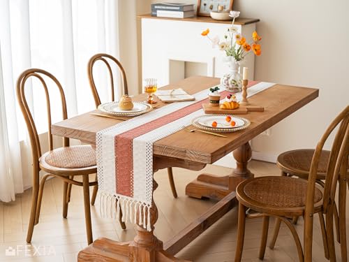 Image of FEXIA Boho Table Runner for Home Decor 12x48 Coral Farmhouse Decorations