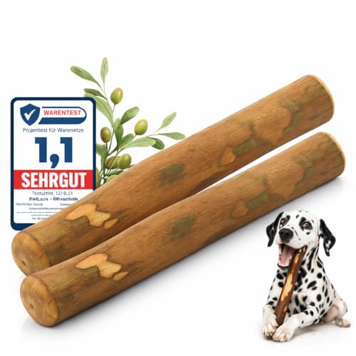 PetLove Kauholz für Hunde aus Olivenholz • Holzknochen als Hundespielzeug • Kauknochen als Zahnpflege & Kauspielzeug für Hund • Größe: S (60-99g) • Ideal für Welpen & kleine Hunde • 2er Pack