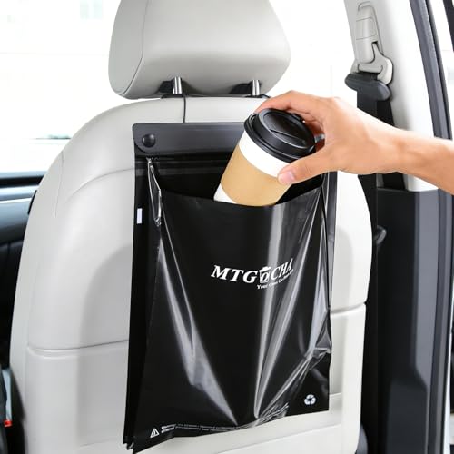Image of Disposable Car Trash Bags Hanging (Set of 40) - Leak-Proof, Smell-Proof, 18 x 12Inches Recycled Car Garbage Bags, Automobile Trash Container, Road Trip Essentials, Black-Large