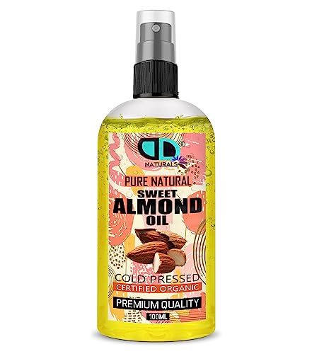 100ml Spray | Pure Sweet Almond Oil Carrier Oil Aromatherapy, Massage, Moisturizing Skin, Hair, Suited to Dry, Sensitive Skin, Nails Cuticles, Ears, Face Body, Stretch Marks