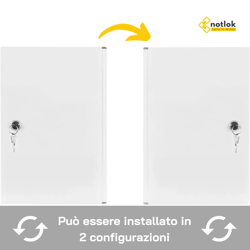 Cassetta Pronto Soccorso da Muro + 3 Ripiani 39x24x11 cm | 2 chiavi, Cassetta Pronto Soccorso in acciaio con cartello, Armadietto Medicinali, Cassetta Medicinali