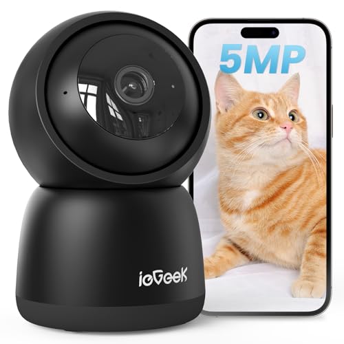 ペットカメラ【500万画素・可上下左右自動追尾・2.4G/5GHz WiFi両対応】見守りカメラ ieGeek AI監視システム 24時間録画 Bluetoothペアリング 赤外線暗視 永久無料6秒間のクラウド 双方向会話 PTZ機能 警報通知 家族共有 防犯 室内 Alexa対応 メモリカード/クラウド 遠隔操作 iPhone/Android スマホで見れる 犬/猫/子供/お年寄り 接続簡単