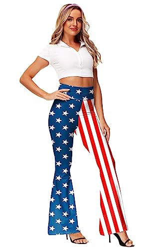 Deerose American Flag Flare Pants For Women July 4Th Patriotic High Waist Wide Leg Bell Bottom Pants L thumb #5