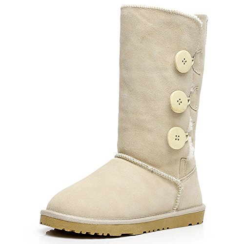 Shenn da donna basso invernale Fibbia Casual Al ginocchio stivali da neve 1073(Sabbia,EU36)