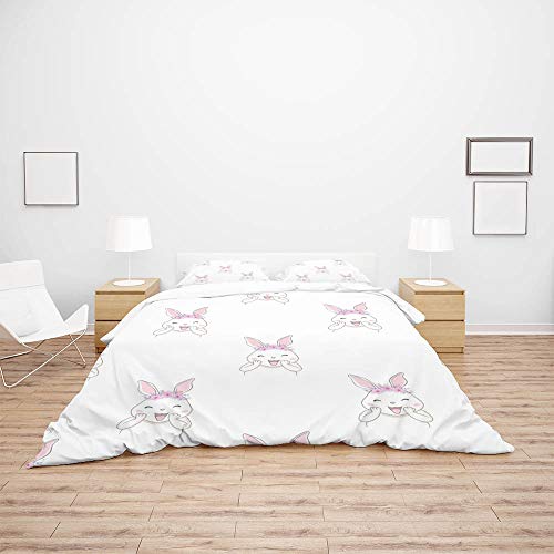 Housse de couette lapin en polyester ultra doux et durable pour lit King size
