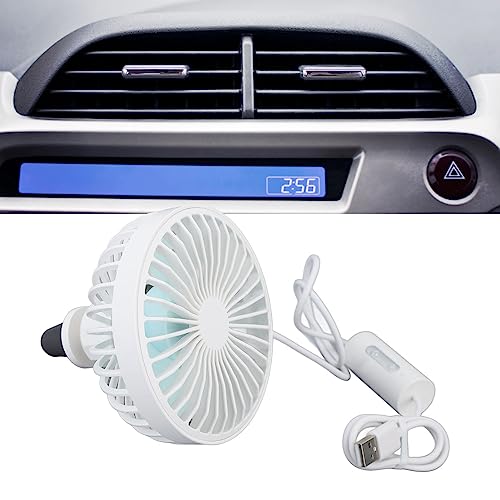 Image of Car Fan, Air Vent Clip Fan 3 Speed Strong Wind Plug and Play for Cars Tables Home Office for Driver Students (White)