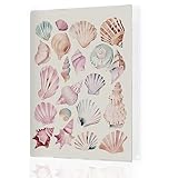 Qnhij Beach Photo Album 4x6 Hold 36 Photos, Beach Lover Gifts, Preppy Beach Seashell Small Photo Album Picture Memory Book Keepsake for Family Anniversary Travel Vacation