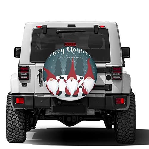 Image of Delerain Christmas Gnomes Spare Tire Covers Waterproof Dust-Proof Spare Wheel Cover Universal Fit for Trailer, RV, SUV, Truck and Many Vehicle (17 Inch for Diameter 31 inch-33 inch)