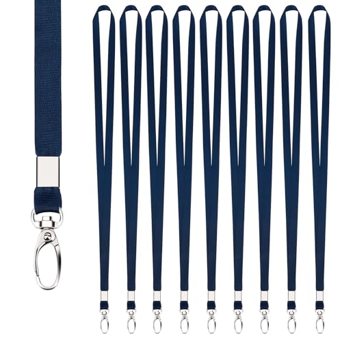 Segus Lanyard, 10 Piezas Cuelga Llaves Cuello, Lanyard Enfermera de Imitación de Nylon, Lanyard Llaves con Mosqueton Metalico, Lanyard Azul para Estudiantes, Enfermeras, Visitantes