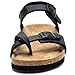 Torotto Girls Boys Sandals with Cork Footbed Adjustable Buckle Summer Slides Flip Flops Open Toes Flat for Kids Toddler(Black-30)