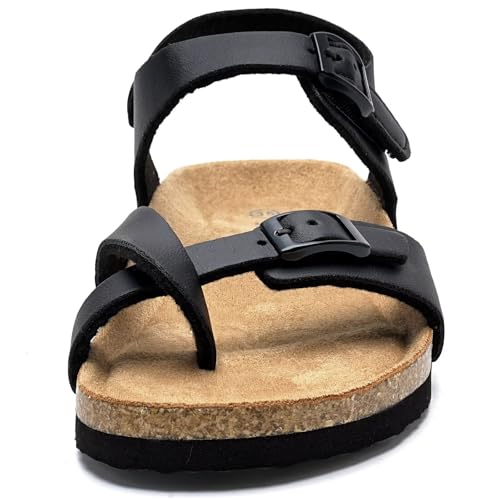 Image of Torotto Girls Boys Sandals with Cork Footbed Adjustable Buckle Summer Slides Flip Flops Open Toes Flat for Kids Toddler
