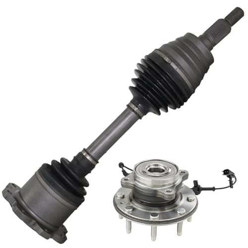 Image of Detroit Axle - 4WD Front CV Axle Kit for 2011-2019 Chevrolet Silverado 2500 HD 3500 HD GMC Sierra 2500 HD 3500 HD Wheel Hub Bearing CV Axle Shaft 2012 2013 2014 2015 2016 2017 2018 Replacement