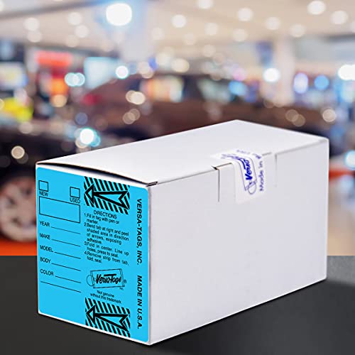Image of Versa-Tags Blue Self-Protecting Key Tags with Chrome-Plated Split Rings, 1000 Count Automotive Dealership Key Tags for Car Truck RV Inventory & Service Organization