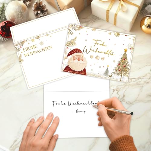 Weihnachtskarten mit Umschlag Set, 12 Stück Karte Weihnachten, weihnachtskarte Schöne Klappkarten Grußkarten Weihnachten, Christmas Cards für die schönsten Frohe Weihnachtsgrüße