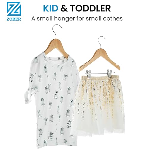 شماعة خشب مزودة بمشابك للأطفال، شماعات أطفال خشب ناعمة ومتينة/ شماعات للأطفال/ شماعة بخطاف يدور بزاوية 360 درجة - شماعات رائعة للأطفال الصغار لتعليق الفساتين والجيب والبناطيل (طبيعي، 10 قطع)