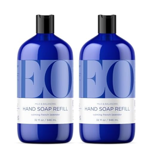 EO Liquid Hand Soap Refill, 32 Ounce (Pack of 2), French Lavender, Organic Plant-Based Gentle Cleanser with Pure Essential Oils