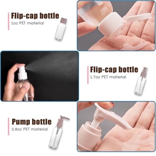 Image of 11 Pcs Travel Bottles Set - 60ml Refillable Toiletry Containers for Women, Portable Shampoo, Lotion, Cream & Handwash Bottles - Leakproof Travel Accessories for Toiletries & Essentials