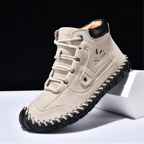 Sawbehind Mens Boots, Comfortable Handmade Leather Boots,Waterproof for Outdoor Work and Casual Shoes Lace-up3
