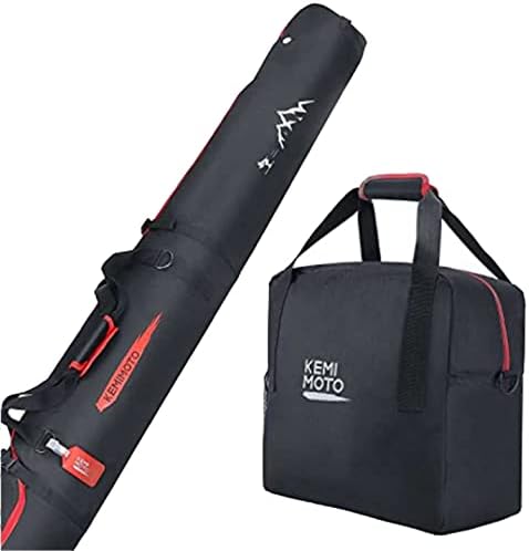 KEMIMOTO Ski Bag and Boot Bag Combo, Snowboard Bag Padded Ski Bags for Air Travel, Snow Ski Bags Fit Skis Up to 200cm, Ski Double bag Combo