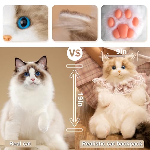 Image of Chongker Cat Shaped Backpack - Handcrafted Stuffed Animals Plush Bag with Adjustable Shoulder, Crossbody, and Handbag Straps (Ragdoll Bag)