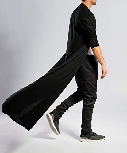Coofandy Men's Lightweight Ruffle Shawl Collar Cardigan Open Front Long Length Drape Cape Overcoat #TOP3