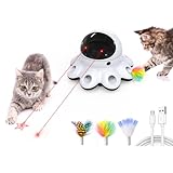 ORSDA Cat Laser Toy, 2-in-1 Interactive Cat Toys for Indoor Cats, Automatic Laser Pointer Cat Toy, 8 Holes Mice Whack A Mole Moving Feather, USB Rechargeable Electronic Kitten Toys for All Breeds