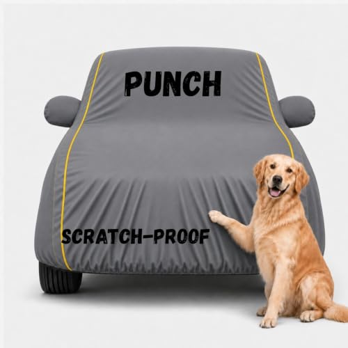 Waterproof Car Cover for Punch | Soft Cotton Lining Heavy Duty Triple Stitched Heat Resistant Outdoor Cover Comes with Mirror and Antenna Pocket Full 