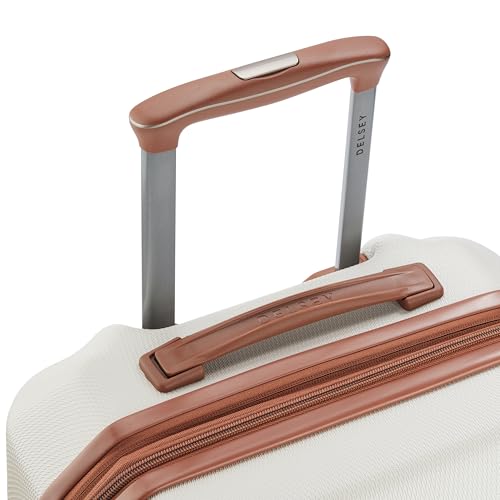 Image of DELSEY PARIS Paulette 58 cms Small Cabin ABS /Polycarbonate Hard Sided 8 Wheels and Expandable Spinner Suitcase /Trolley Bag for Travel with TSA Lock- Angora