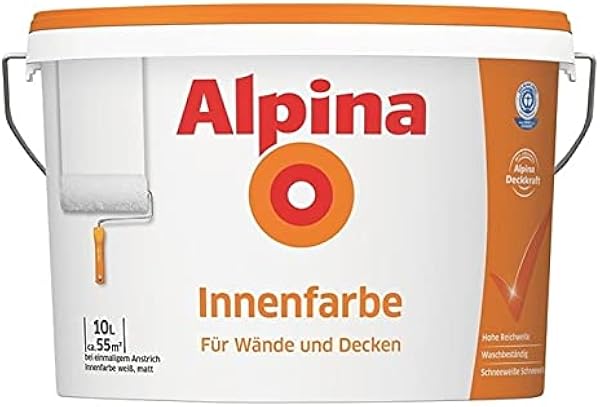 Alpina Innenfarbe 10L, matte weiße Universal Wandfarbe