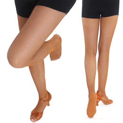 CJQRL Collant Femme, Collant Resille, Collant Marron, Collant Femme Marron, Résille Collants de Danse, Pour les danseurs professionnels, concours de danse(M)