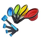 Silicone Measuring Cups & Spoon Set 8 Pack Colorful Collapsible Baking Measurement Tools